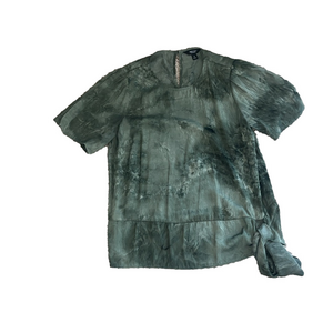 simply vera forest green tye dye blouse with tie side